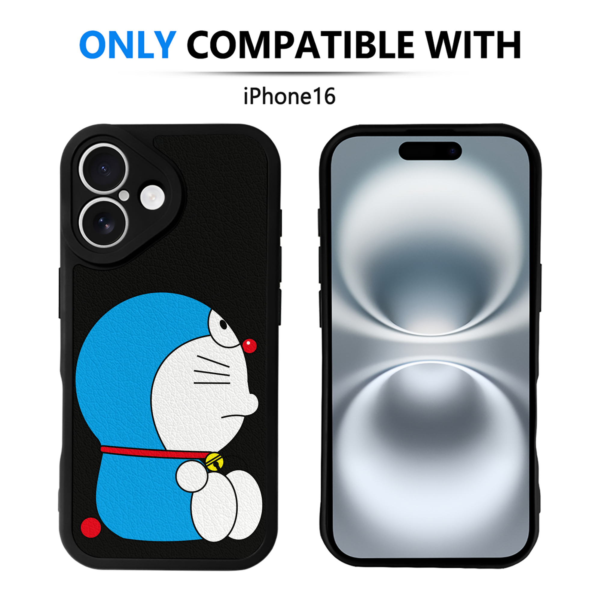 （画像用） ドラえもん Doraemon 【iPhone 16シリーズ対応】シリコンスマホケース（レザー調） 材質：シリコン